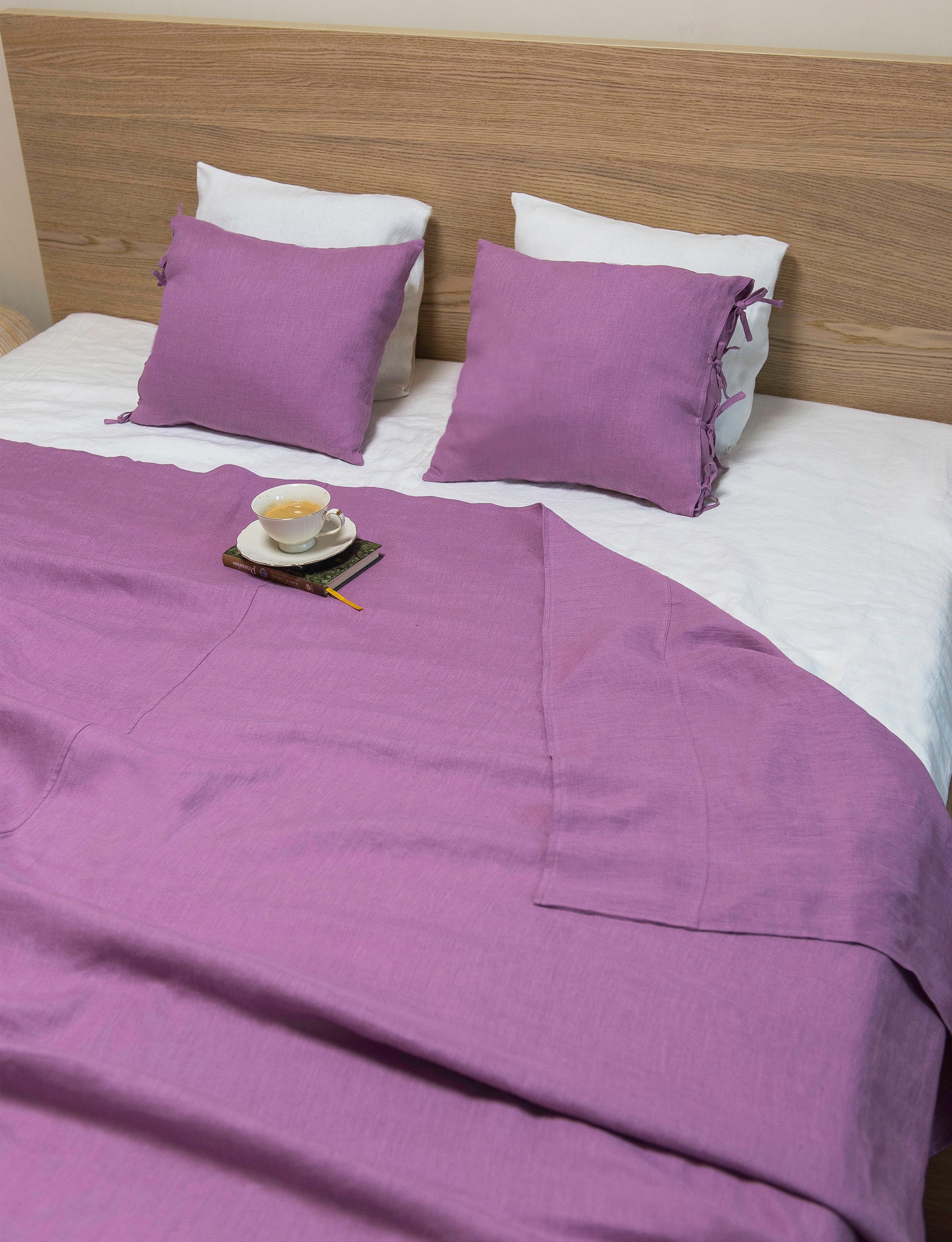 Lněný přehoz Deep Rose – elegantní přírodní luxus pro váš domov