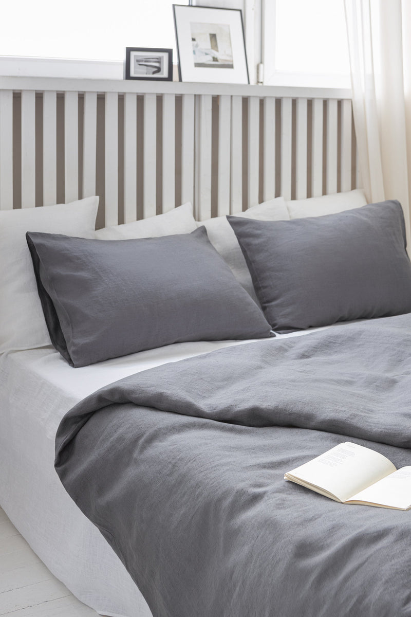 Šedý lněný povlak na peřinu se zipem – minimalistická elegance a přirozený komfort