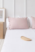 Lněný povlak na polštář Pale Pink s mašličkami – jemná elegance pro útulnou ložnic