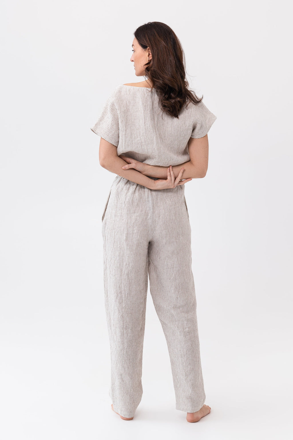 Lněné pyžamo Striped Beige – elegantní pohodlí pro spánek i domácí relax
