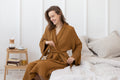 Vaflový lněný župan Amber – hřejivý komfort a přírodní elegance