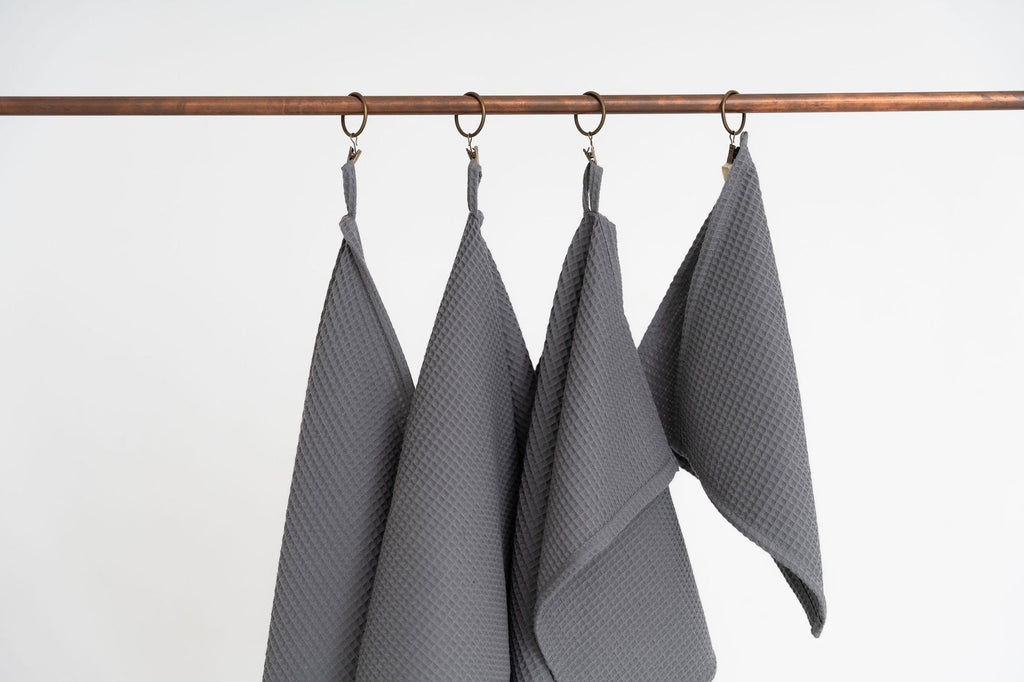 Organic Waffle Cotton Towel - Gray