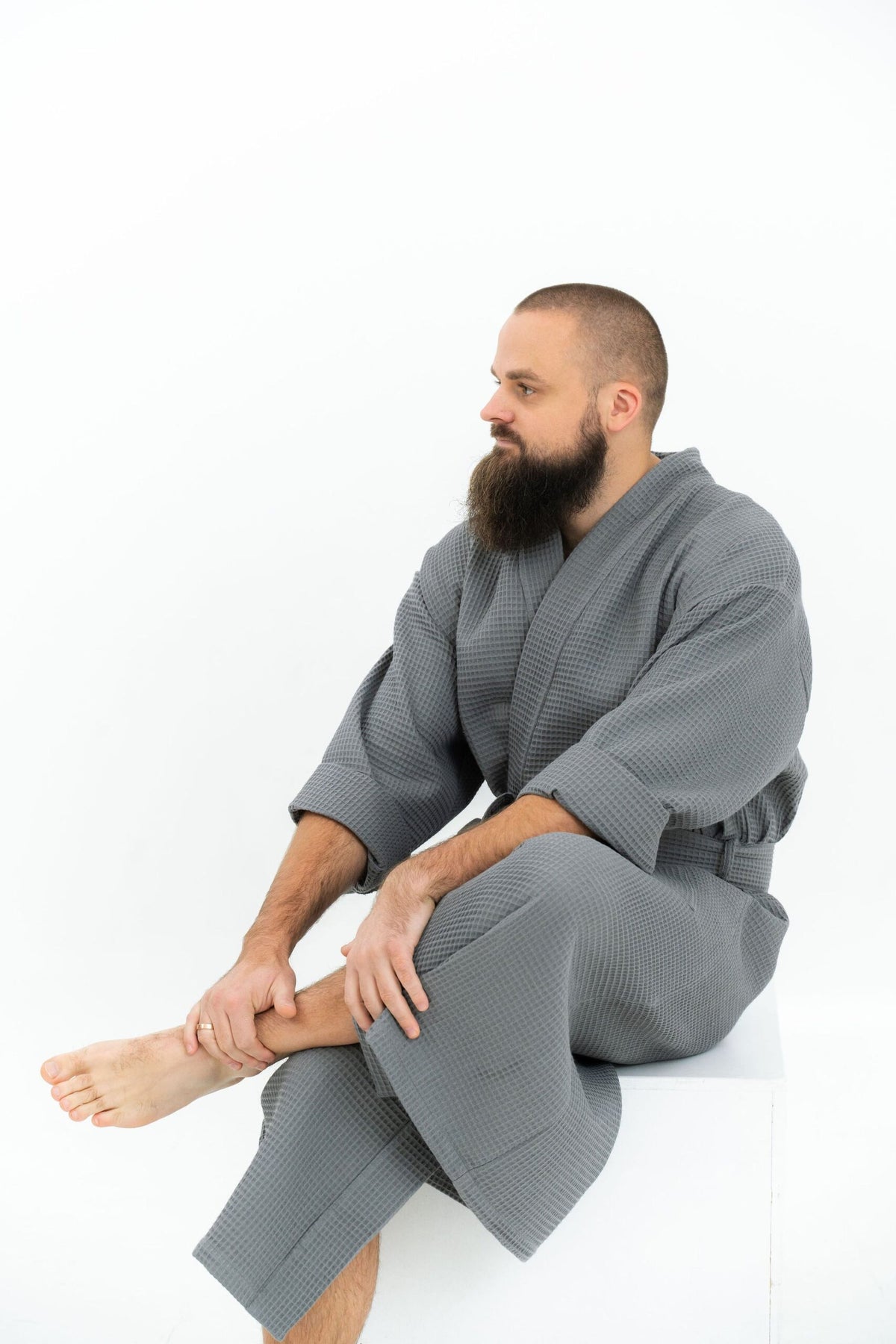 Nuss Long Waffle Fabric Robe for Men, photo 9