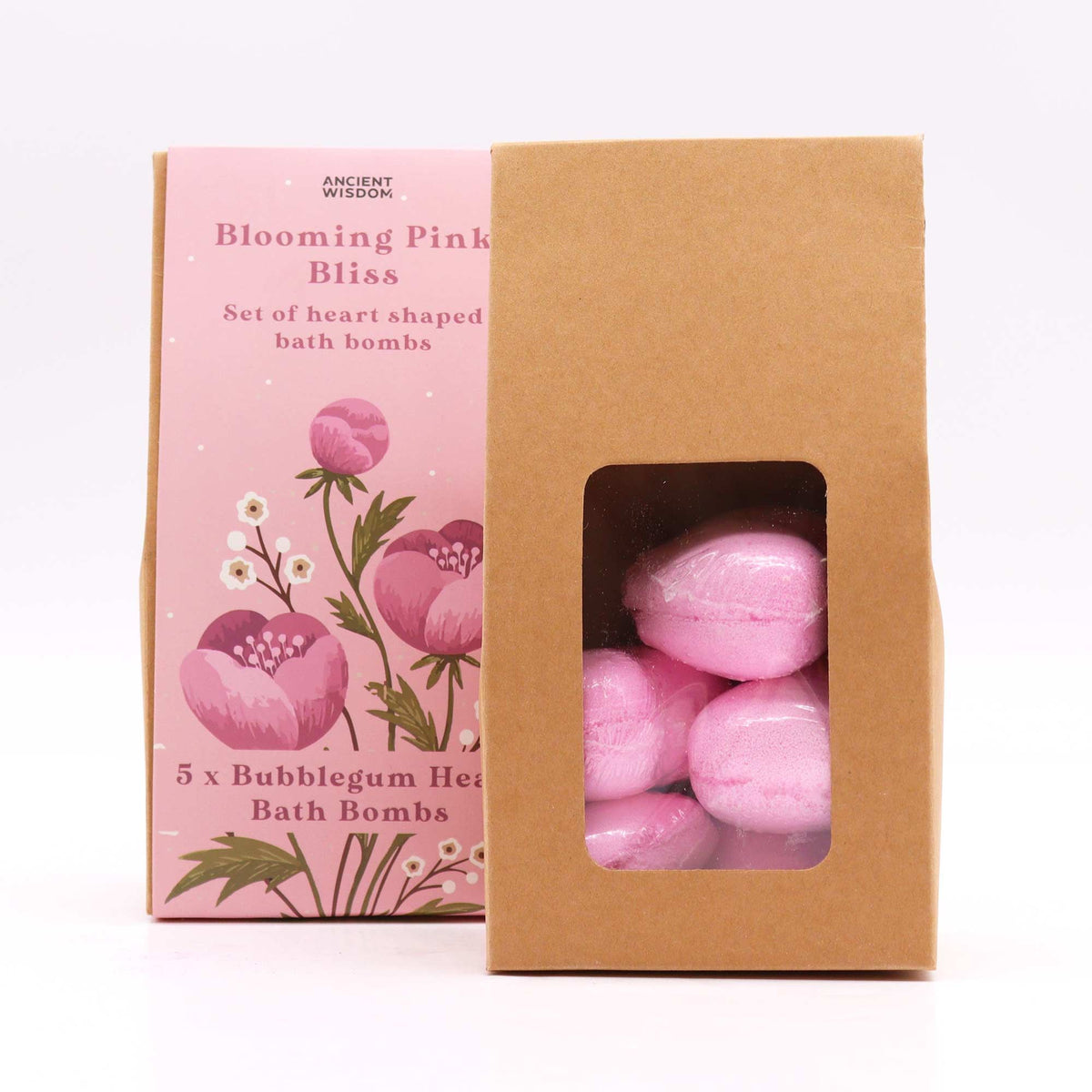 Dárková sada šumivých srdíček Blooming Pink Bliss – 5 ks, 350 g