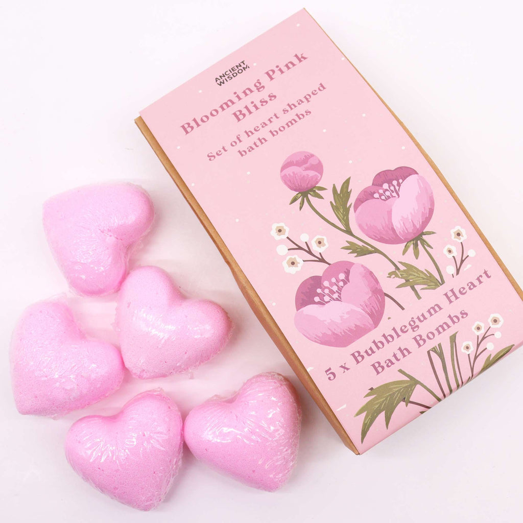 Dárková sada šumivých srdíček Blooming Pink Bliss – 5 ks, 350 g