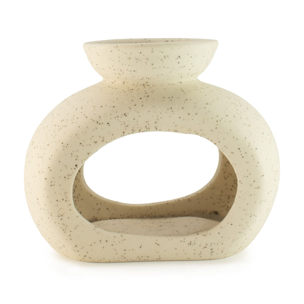 Ancient Wisdom keramická aromalampa Zen – Oval Pebble – krémově bílá