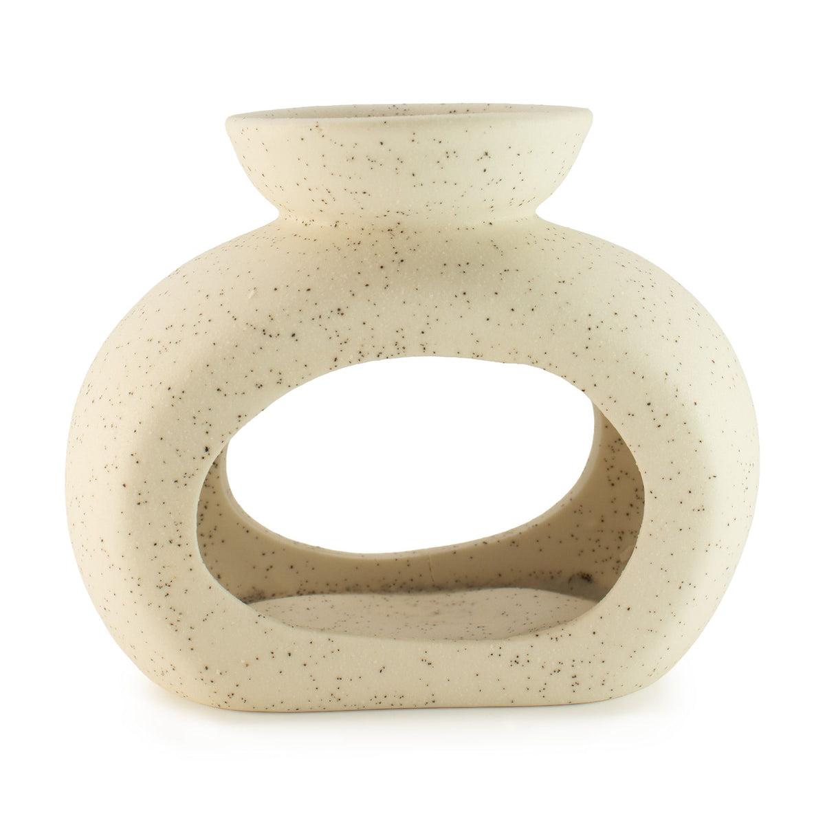 Ancient Wisdom keramická aromalampa Zen – Oval Pebble – krémově bílá