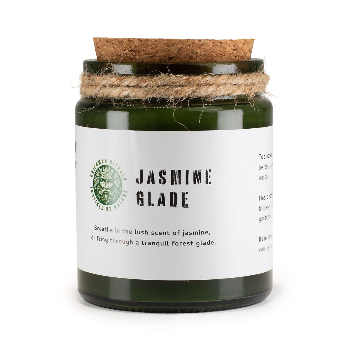 Jasmínová sójová svíčka s praskajícím dřevěným knotem – Greenman Jasmine Glade | 26 hodin