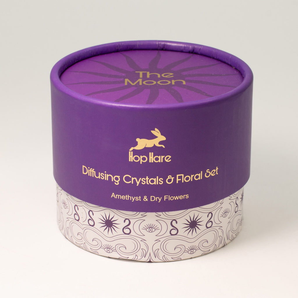 Hop Hare aroma difuzér s krystaly a květy – The Moon – Ametyst