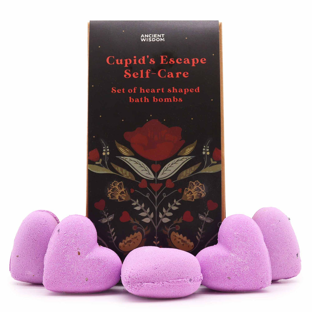 Dárková sada šumivých srdíček Cupid’s Escape – levandule, 5 ks, 350 g