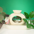 Ancient Wisdom keramická aromalampa Zen – Oval Pebble – krémově bílá