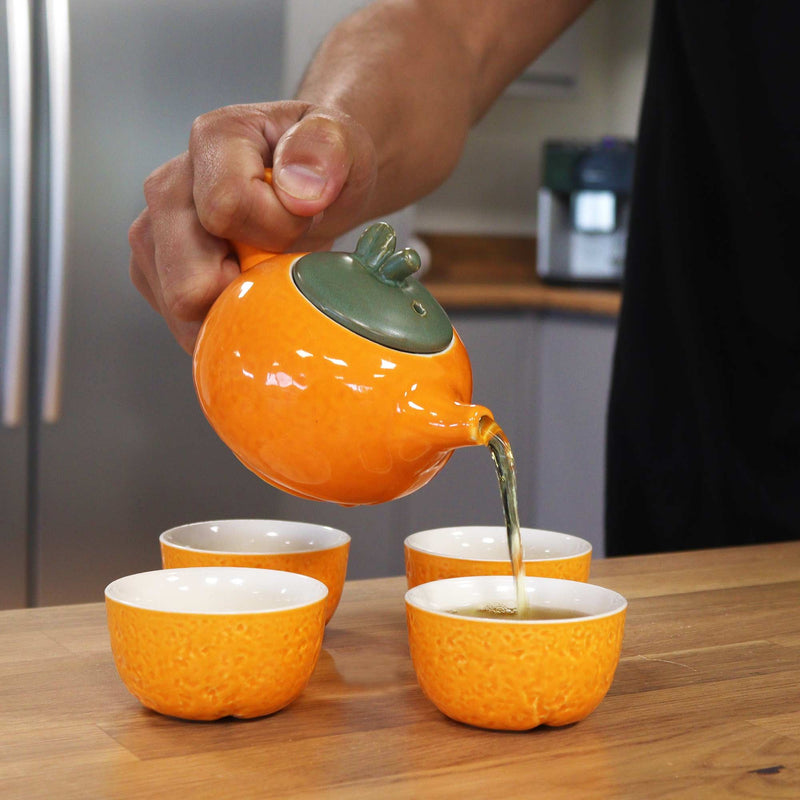 Čajová sada Herbal Orange – keramická konvička se 4 šálky