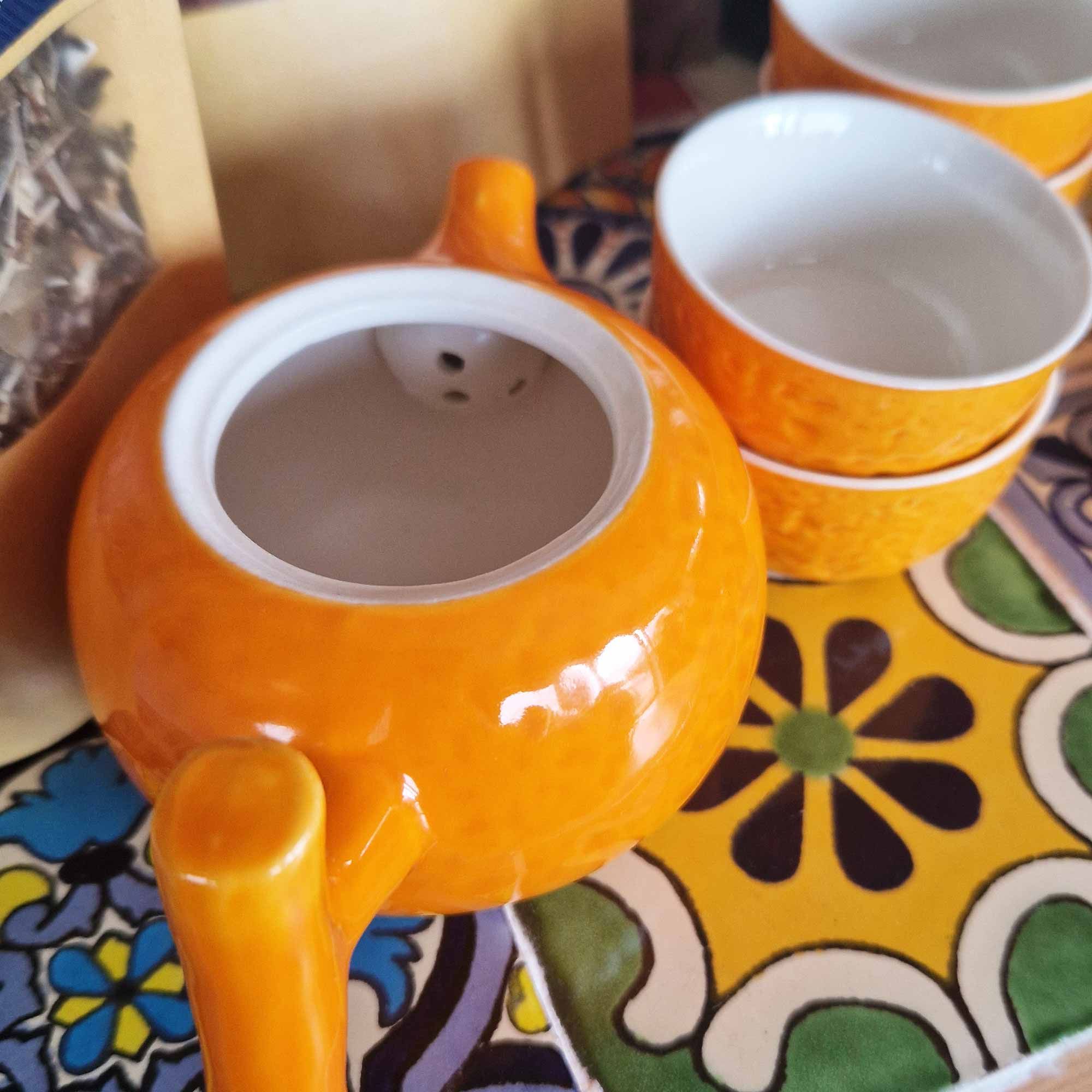 Čajová sada Herbal Orange – keramická konvička se 4 šálky