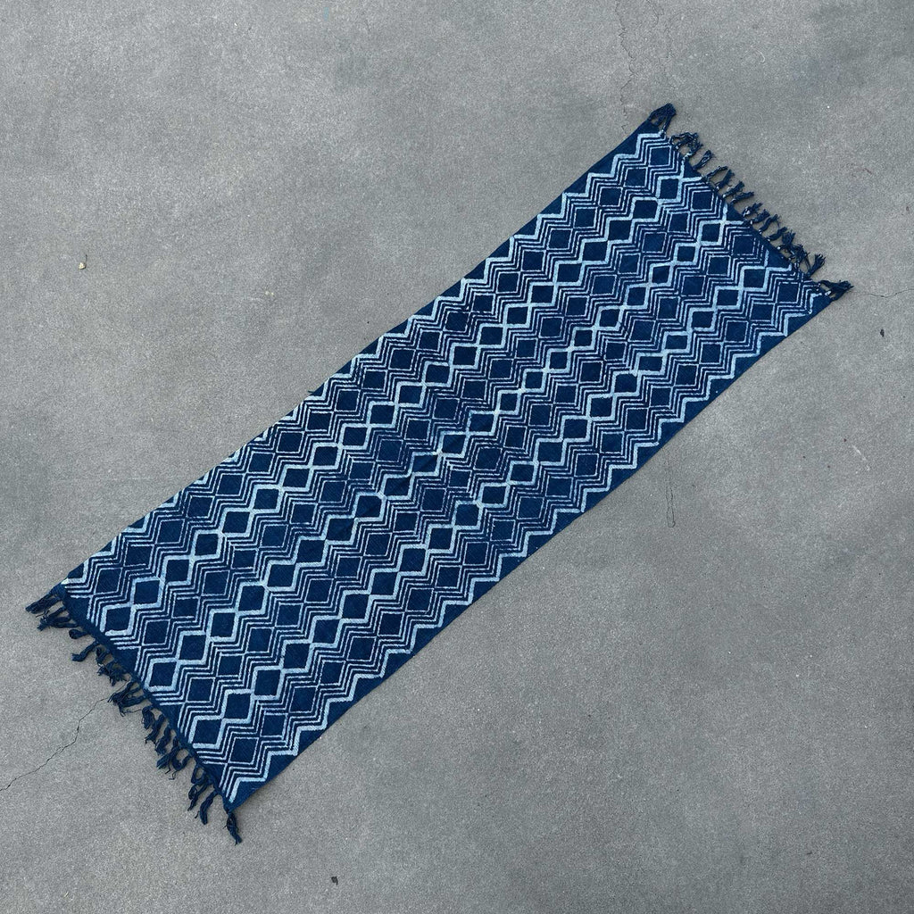Ručně vyráběný běhoun Indigo – Heerak, 170 × 60 cm