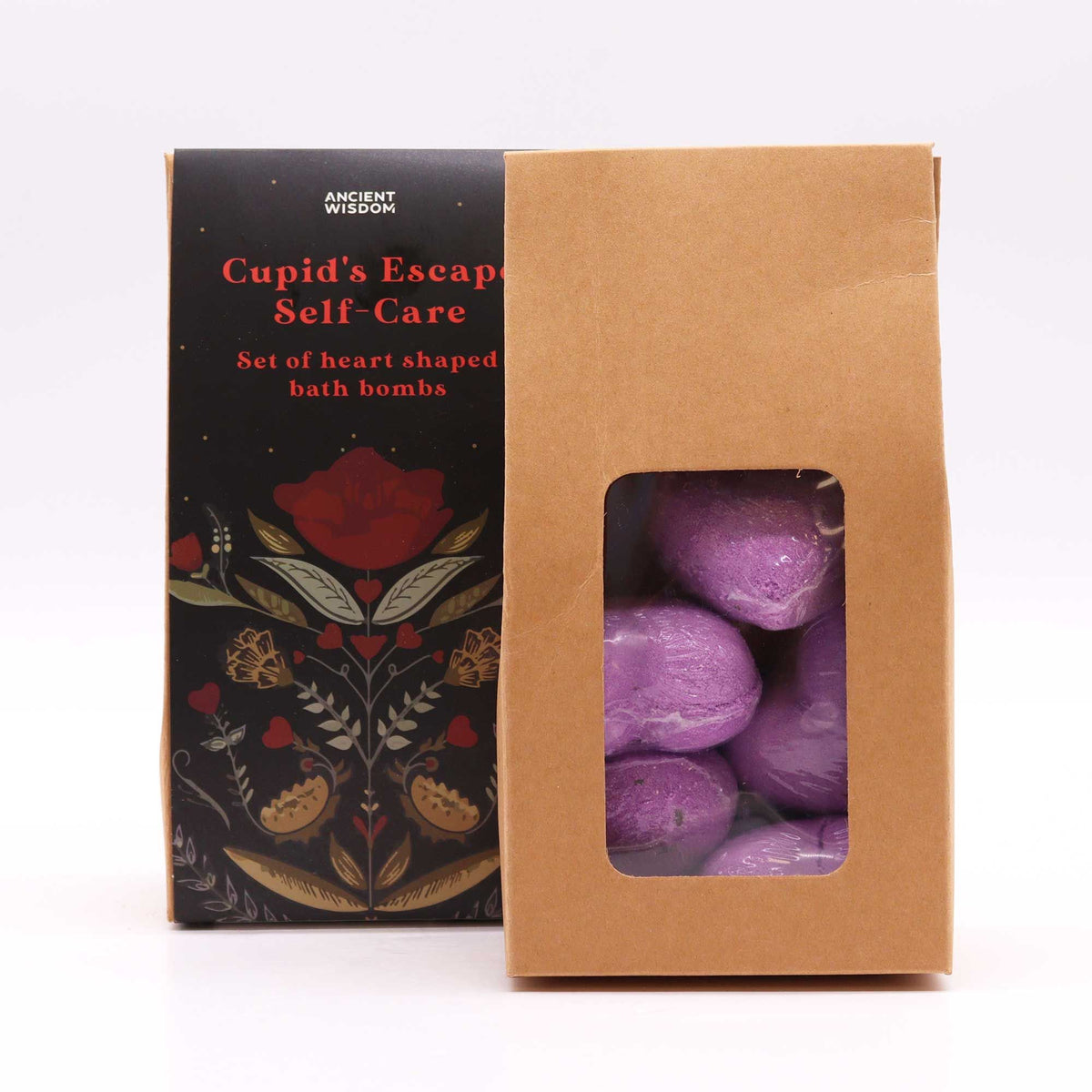 Dárková sada šumivých srdíček Cupid’s Escape – levandule, 5 ks, 350 g