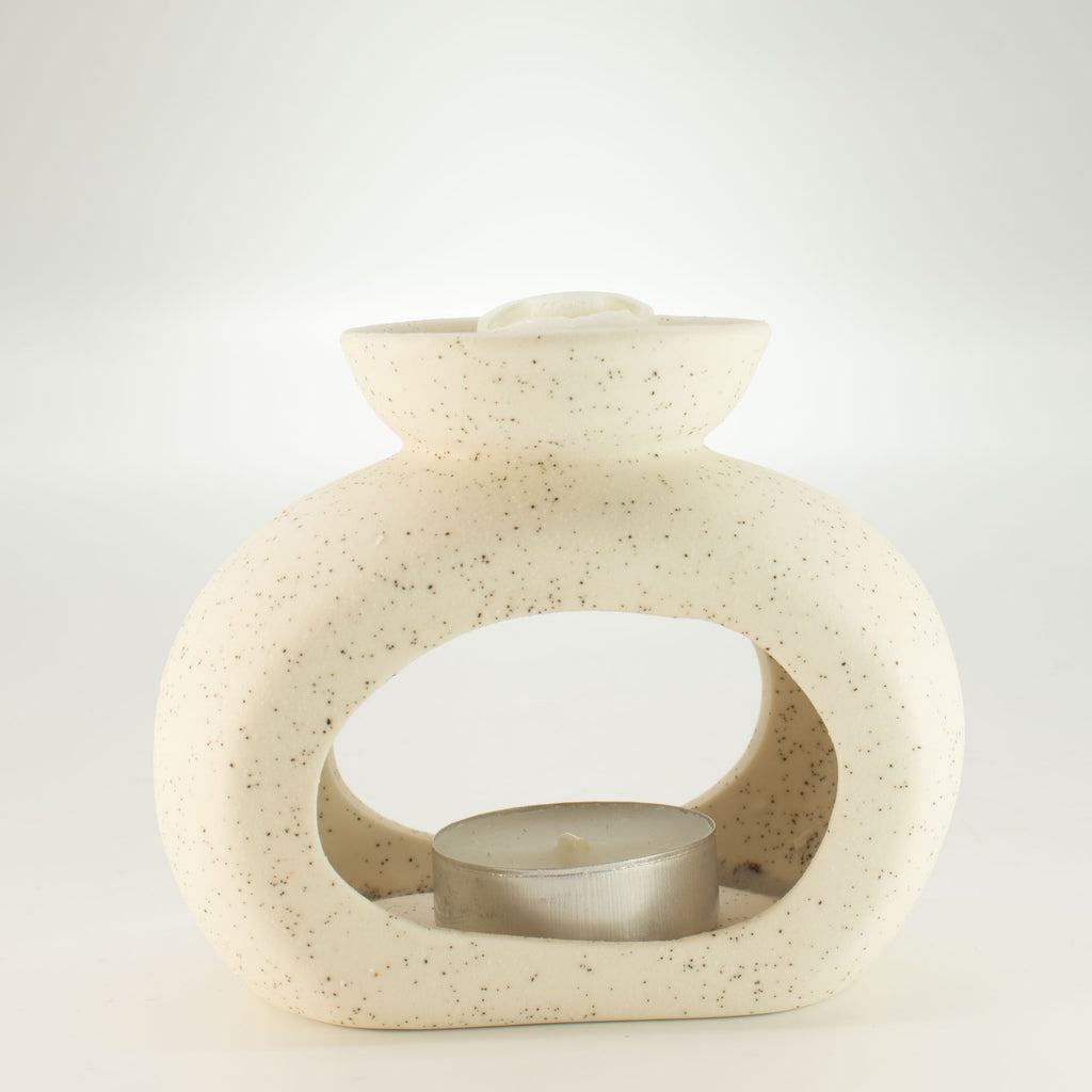 Ancient Wisdom keramická aromalampa Zen – Oval Pebble – krémově bílá