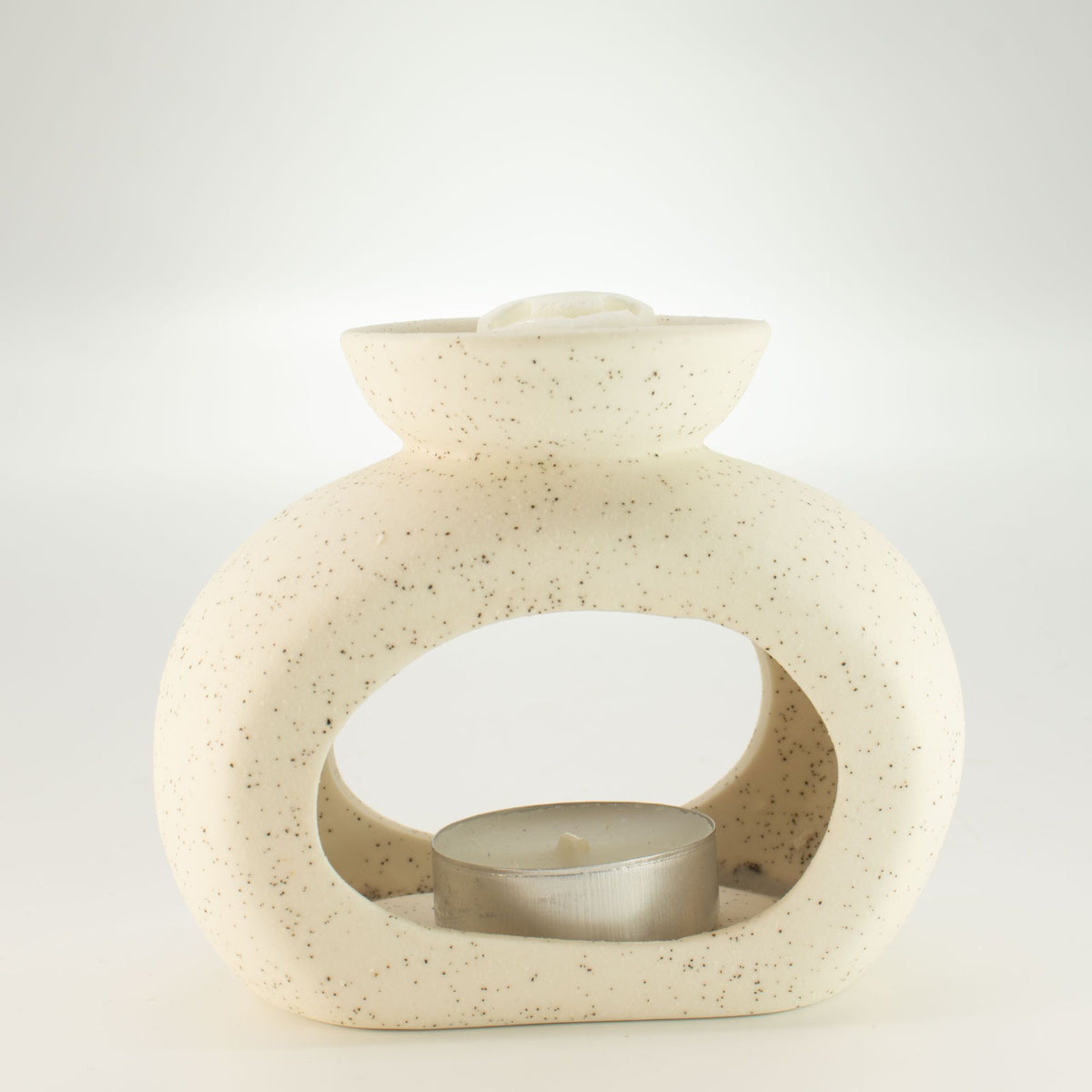 Ancient Wisdom keramická aromalampa Zen – Oval Pebble – krémově bílá