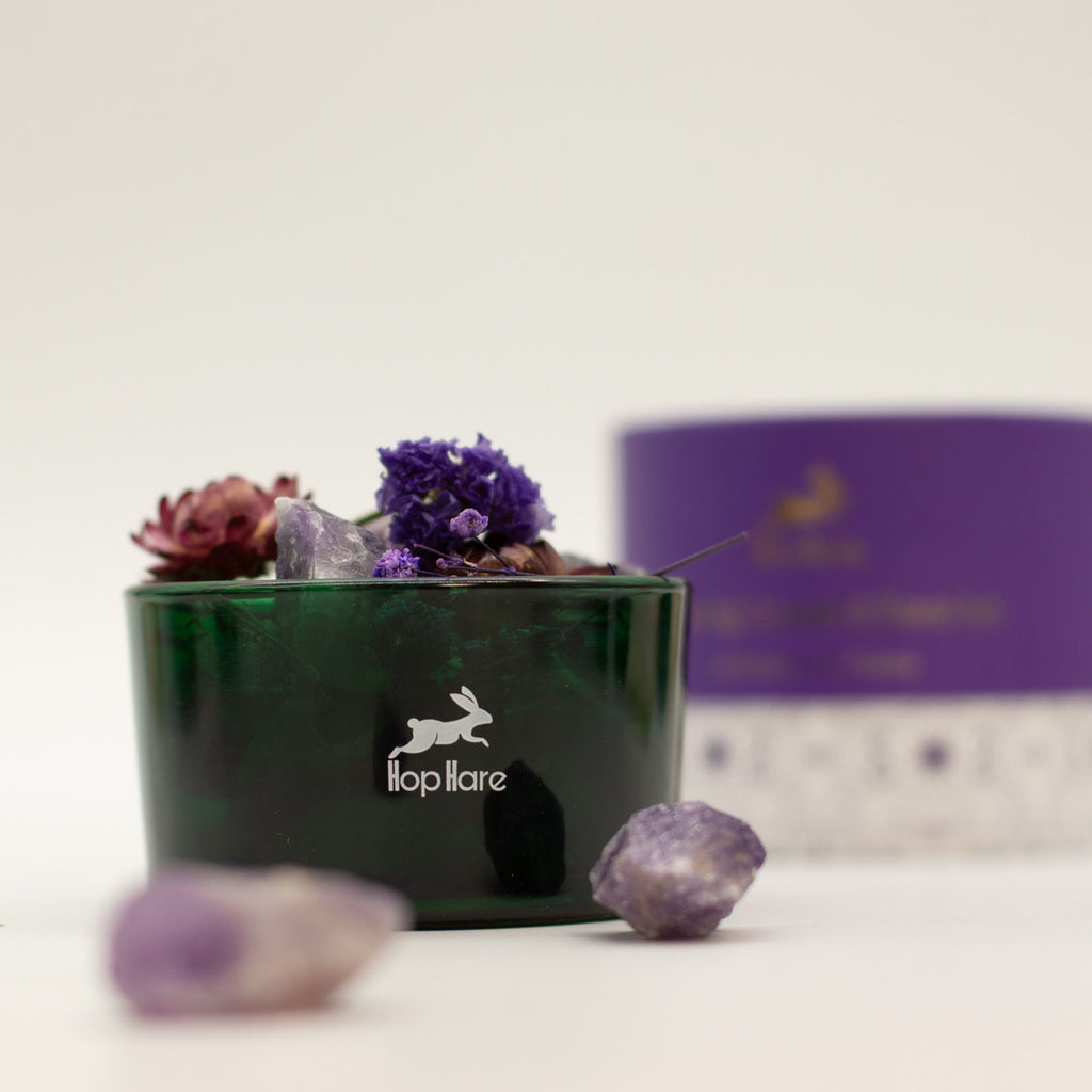 Hop Hare aroma difuzér s krystaly a květy – The Moon – Ametyst