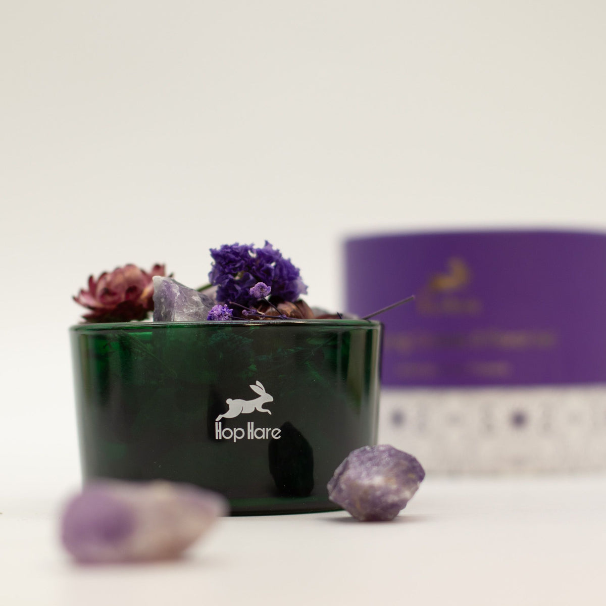 Hop Hare aroma difuzér s krystaly a květy – The Moon – Ametyst