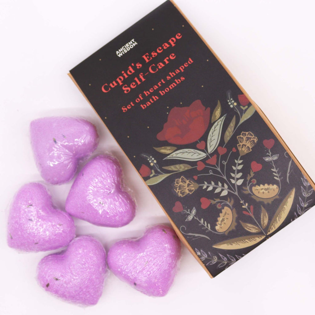 Dárková sada šumivých srdíček Cupid’s Escape – levandule, 5 ks, 350 g