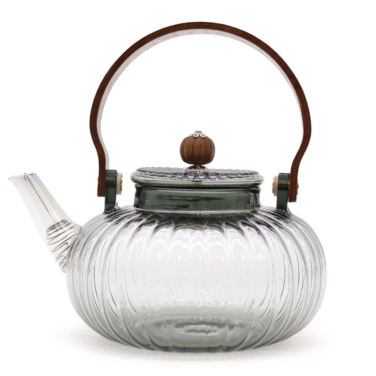 Skleněná konvice na čaj se sítkem Charcoal Ribbed Pearl – 950 ml