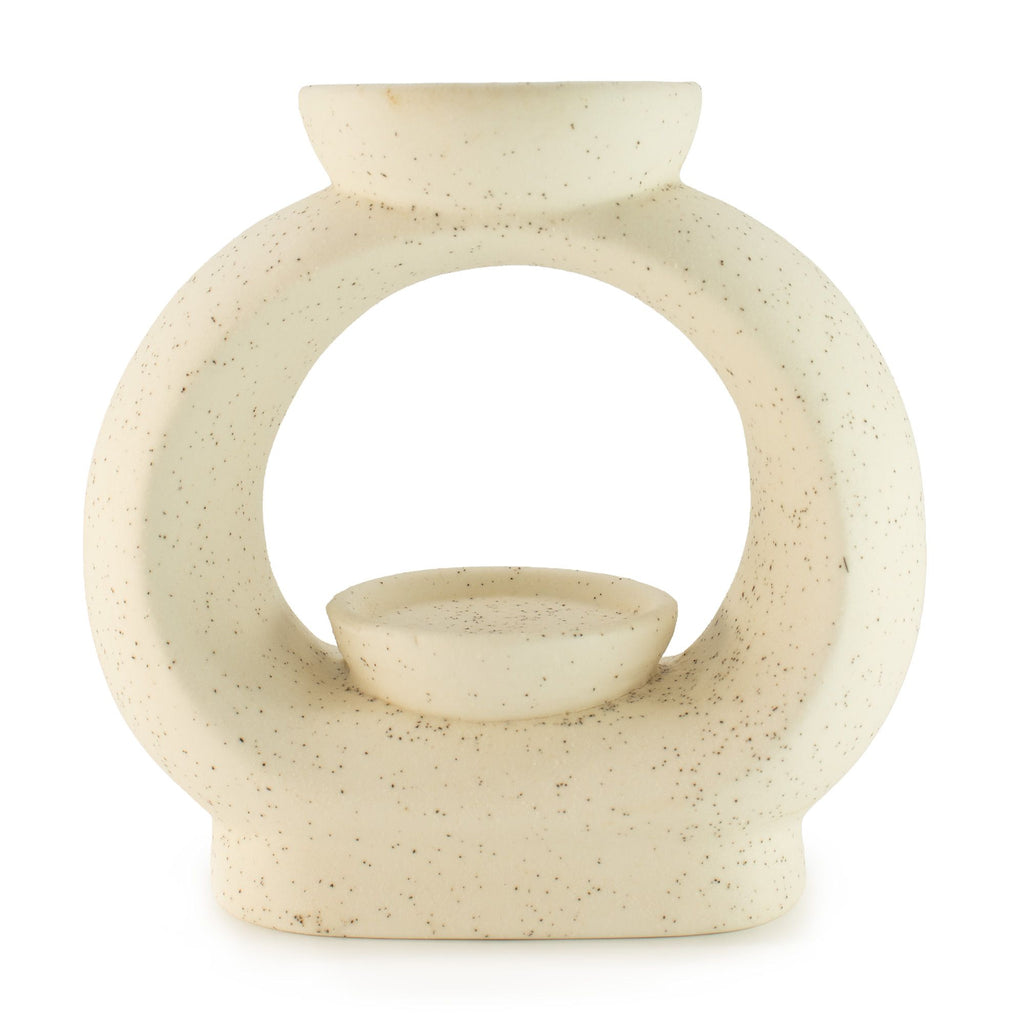 Ancient Wisdom keramická aromalampa Zen – Large Oval Pebble – krémově bílá