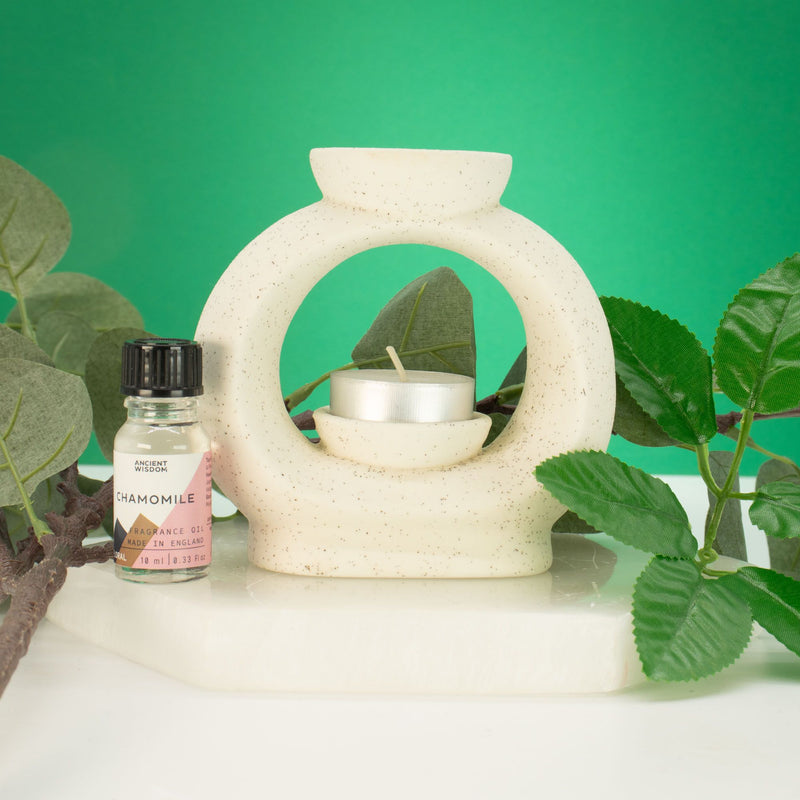 Keramická aromalampa Zen – Large Oval Pebble – krémově bílá