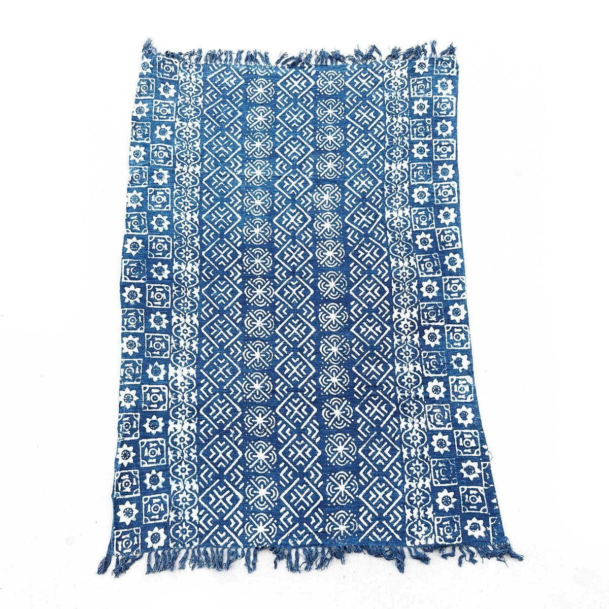 Ručně vyráběný přehoz Indigo – Desi Stripes, 170 × 120 cm