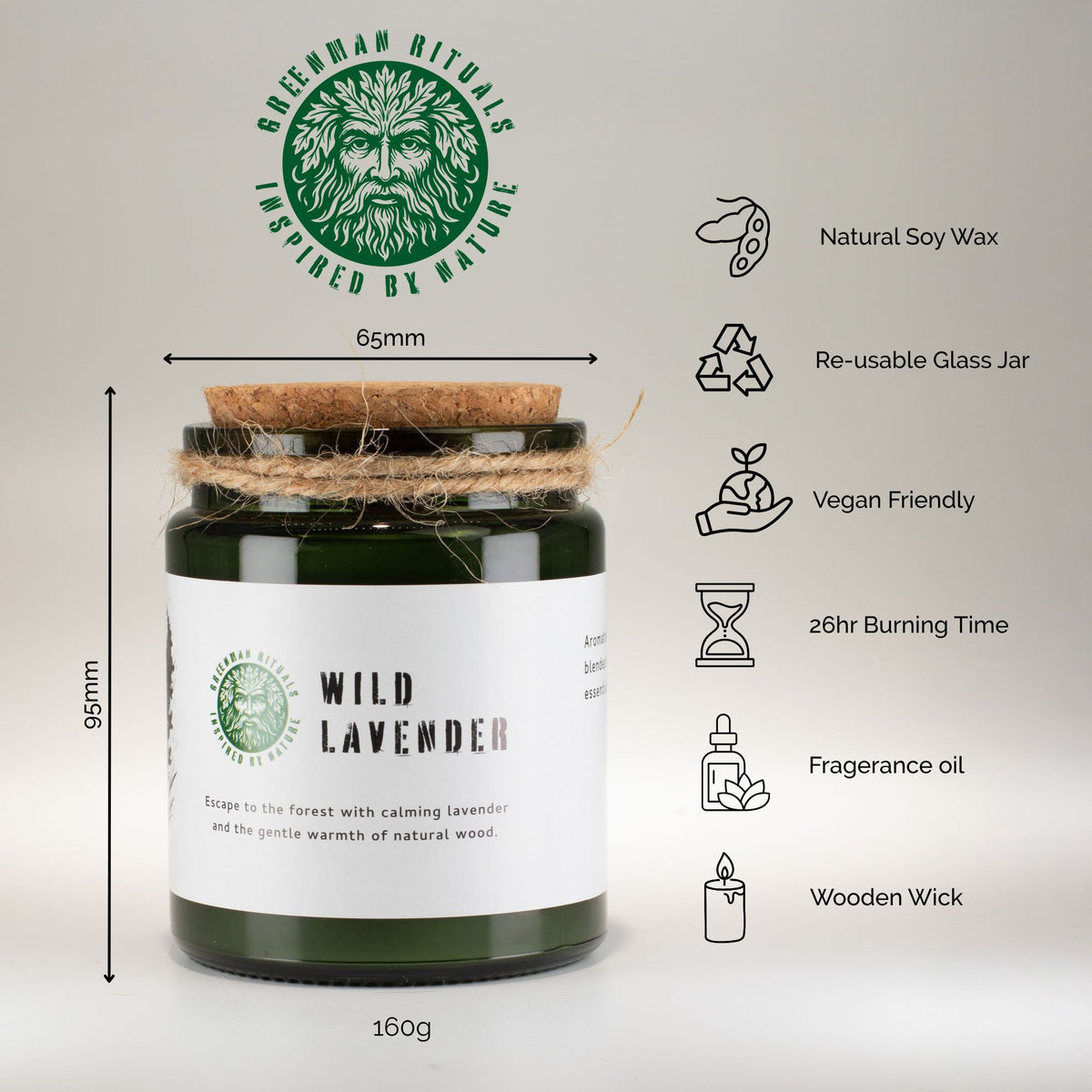 Lesní sójová svíčka s vůní mechu a praskajícím dřevěným knotem – Greenman Moss & Mist