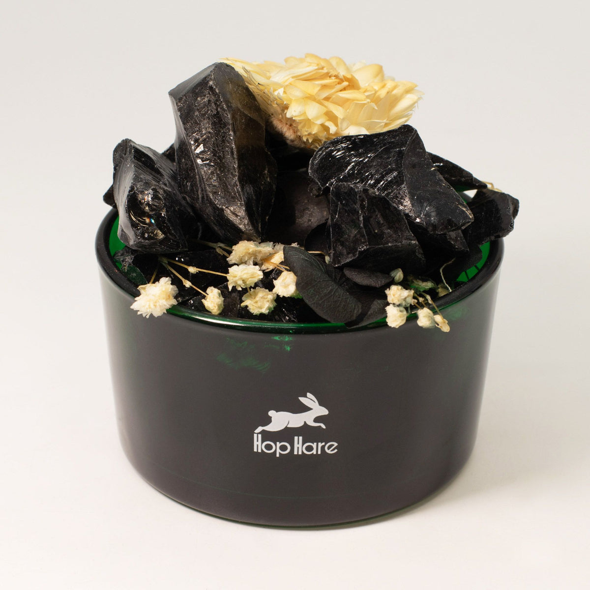 Hop Hare aroma difuzér s krystaly a květy – The Knight – Černý obsidián