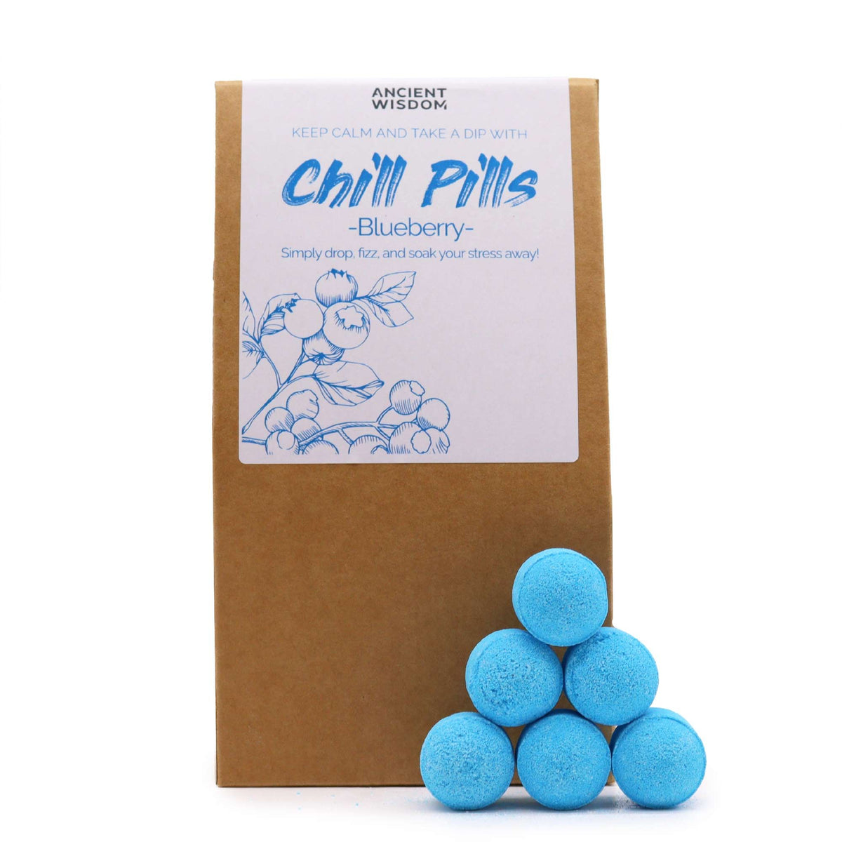 Šumivé kuličky do koupele Chill Pills – Borůvka, 350 g