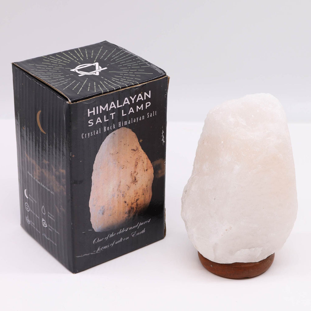 Bílá himálajská solná lampa s podstavcem – 2–3 kg
