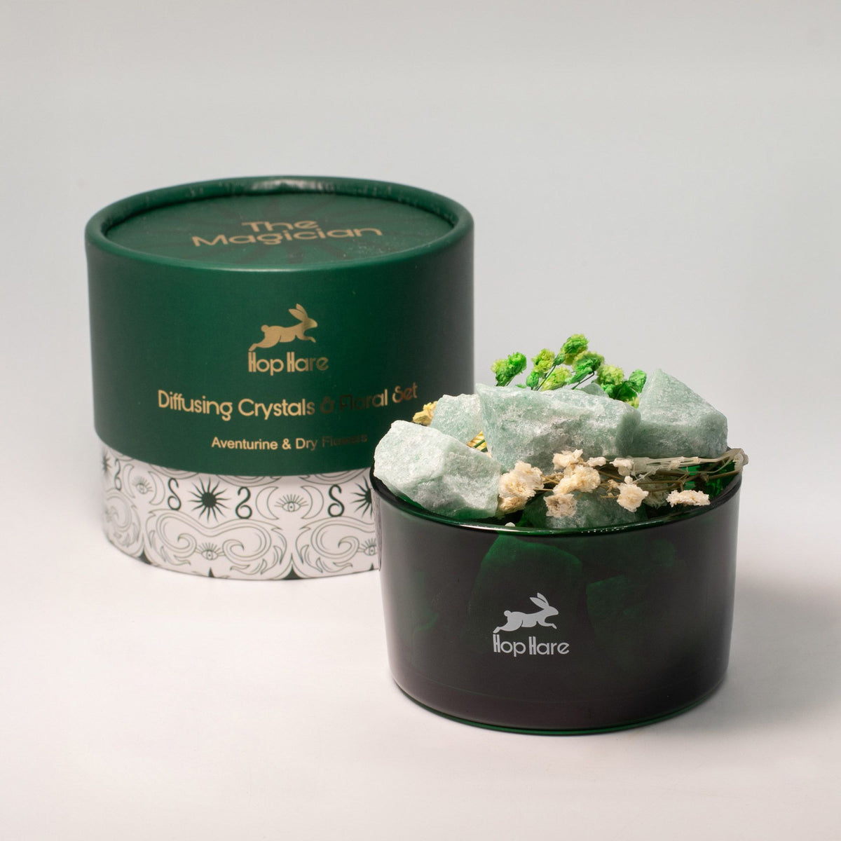 Hop Hare aroma difuzér s krystaly a květy – The Magician – zelený avanturín