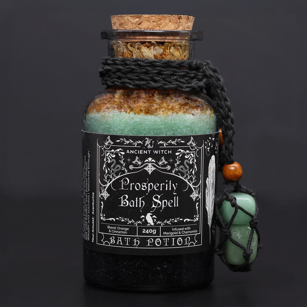 Ancient Witch – Magická koupelová sůl Prosperita s avanturínovým amuletem | Prosperity 240 g