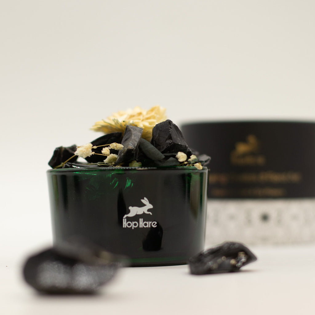 Hop Hare aroma difuzér s krystaly a květy – The Knight – Černý obsidián