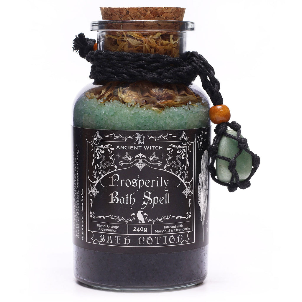 Ancient Witch – Magická koupelová sůl Prosperita s avanturínovým amuletem | Prosperity 240 g