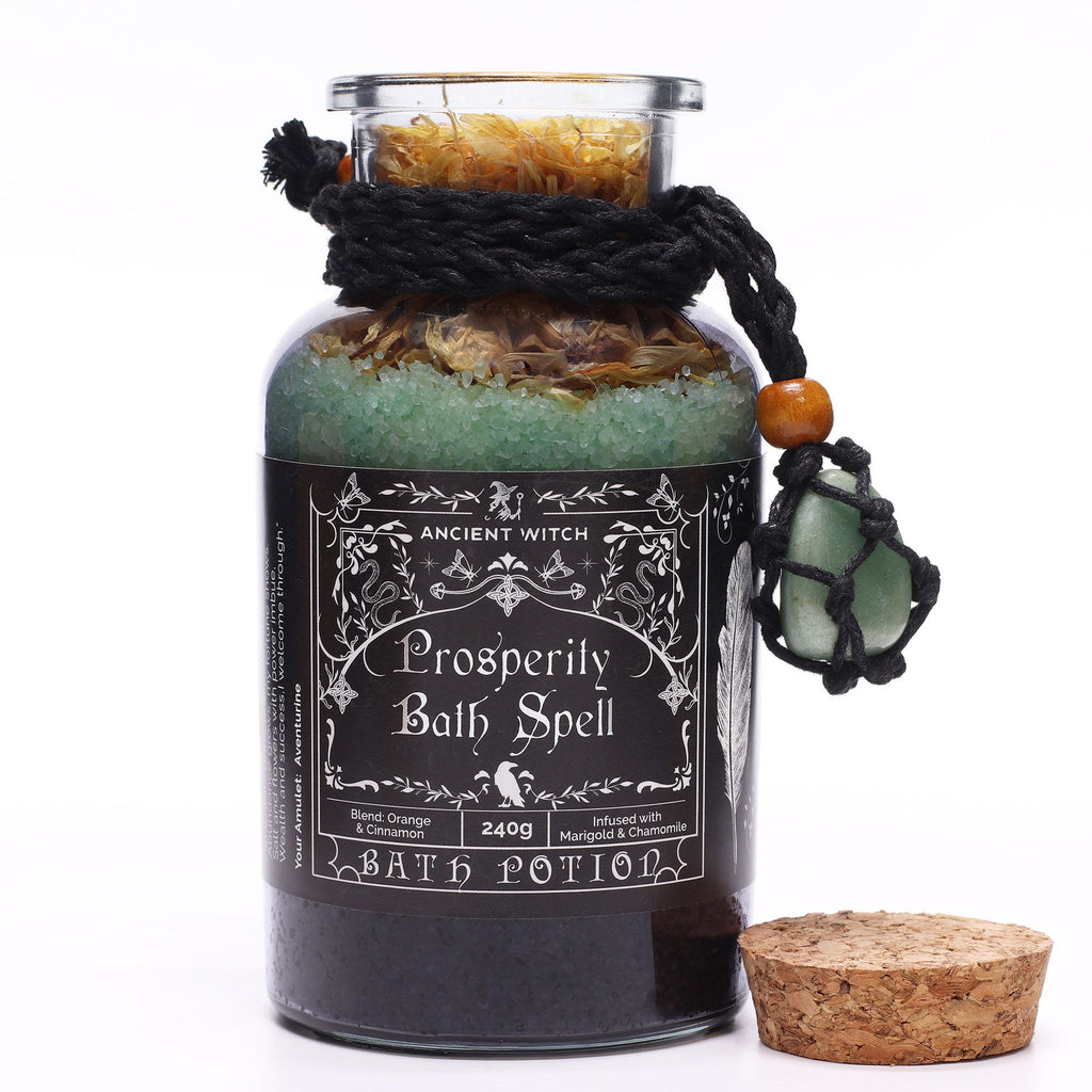Ancient Witch – Magická koupelová sůl Prosperita s avanturínovým amuletem | Prosperity 240 g