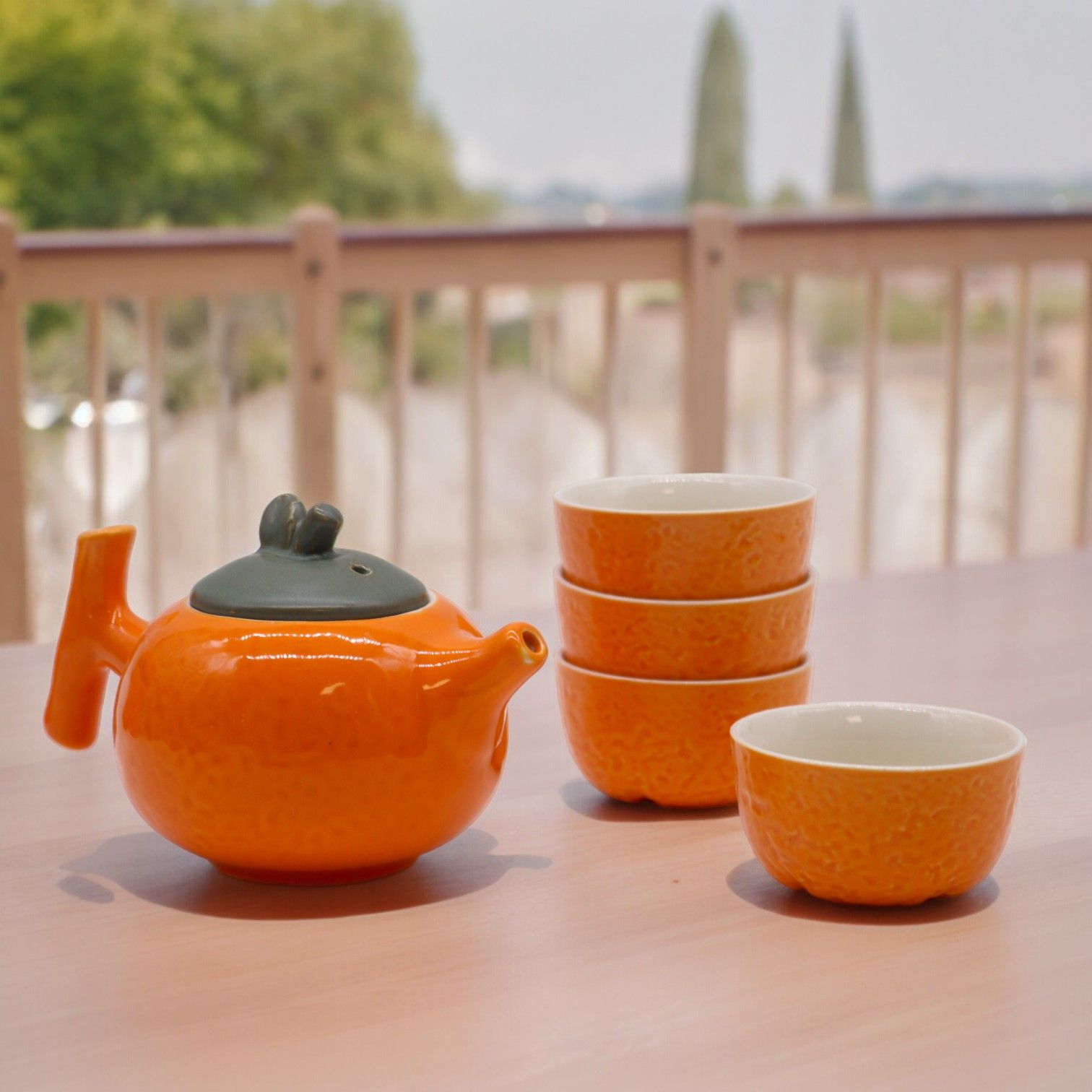 Čajová sada Herbal Orange – keramická konvička se 4 šálky
