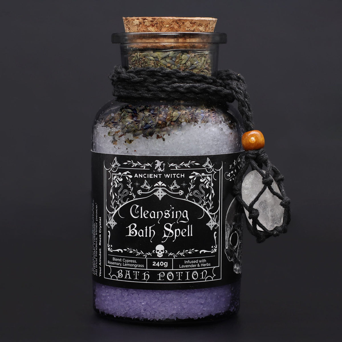 Ancient Witch – Magická koupelová sůl Očista s amuletem z křišťálu | Cleansing 240 g