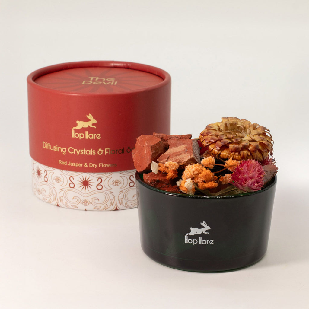 Hop Hare aroma difuzér s krystaly a květy – The Devil – Červený jaspis