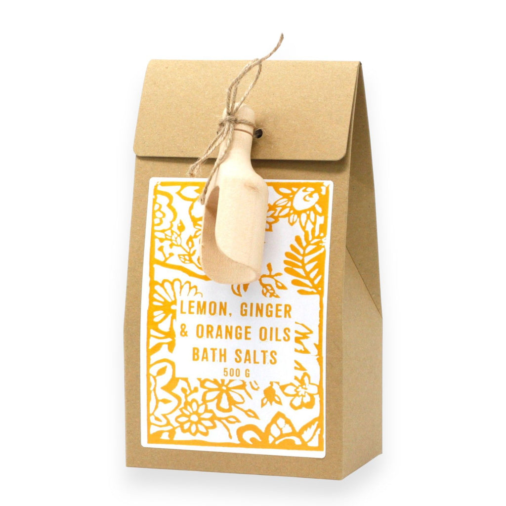 Himalájská sůl do koupele Lemon, Ginger & Orange – S citrusovými esenciálními oleji, avokádovým olejem a měsíčkem | 500 g