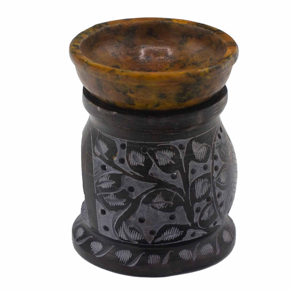Mastková aromalampa Mandala 10 cm – černá a žlutá
