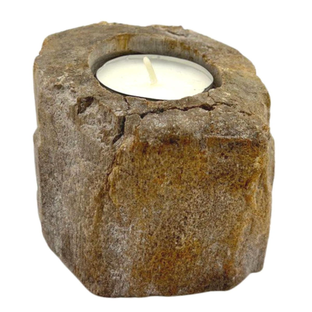 Svícen ze zkamenělého dřeva Ancient Wisdom – nízký, na 1 čajovou svíčku
