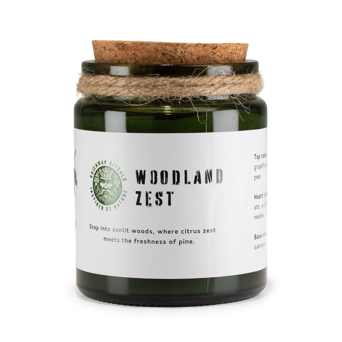 Citrusovo-lesní sójová svíčka s praskajícím dřevěným knotem – Greenman Woodland Zest