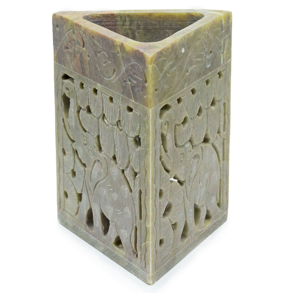 Trojúhelníková mastková aromalampa Slon – 11 × 9 cm