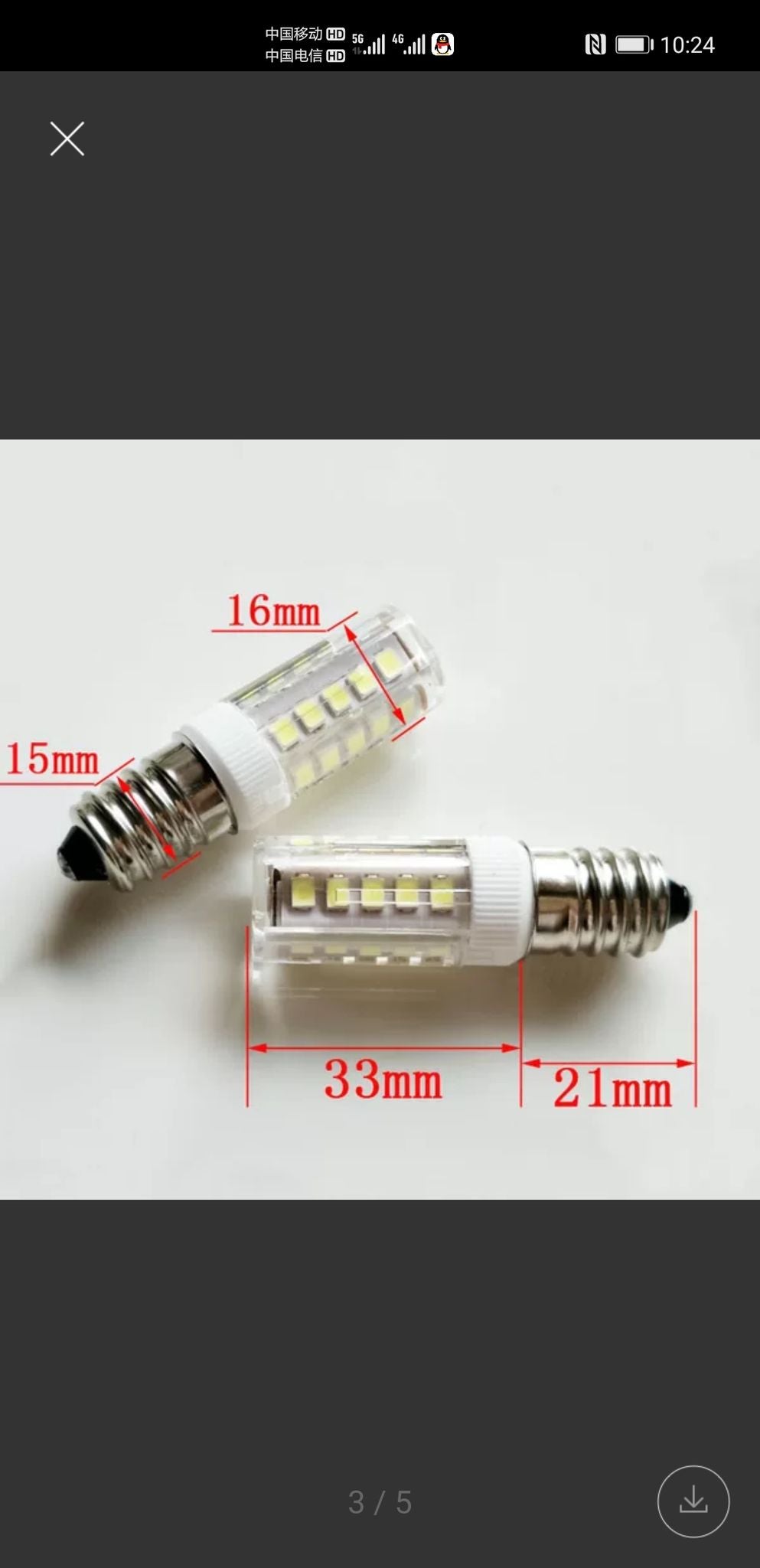 Náhradní LED žárovka E14, 3 W – teplá bílá