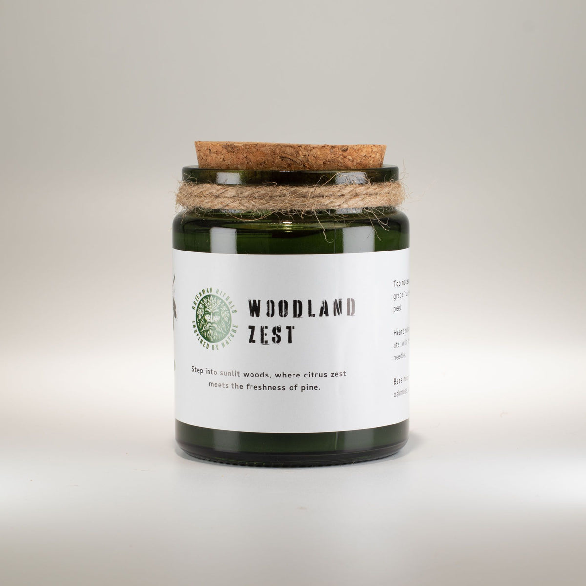 Citrusovo-lesní sójová svíčka s praskajícím dřevěným knotem – Greenman Woodland Zest