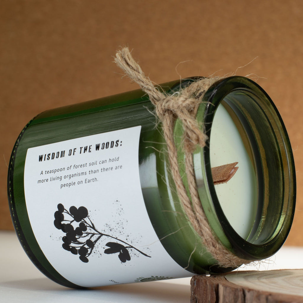 Citrusovo-lesní sójová svíčka s praskajícím dřevěným knotem – Greenman Woodland Zest