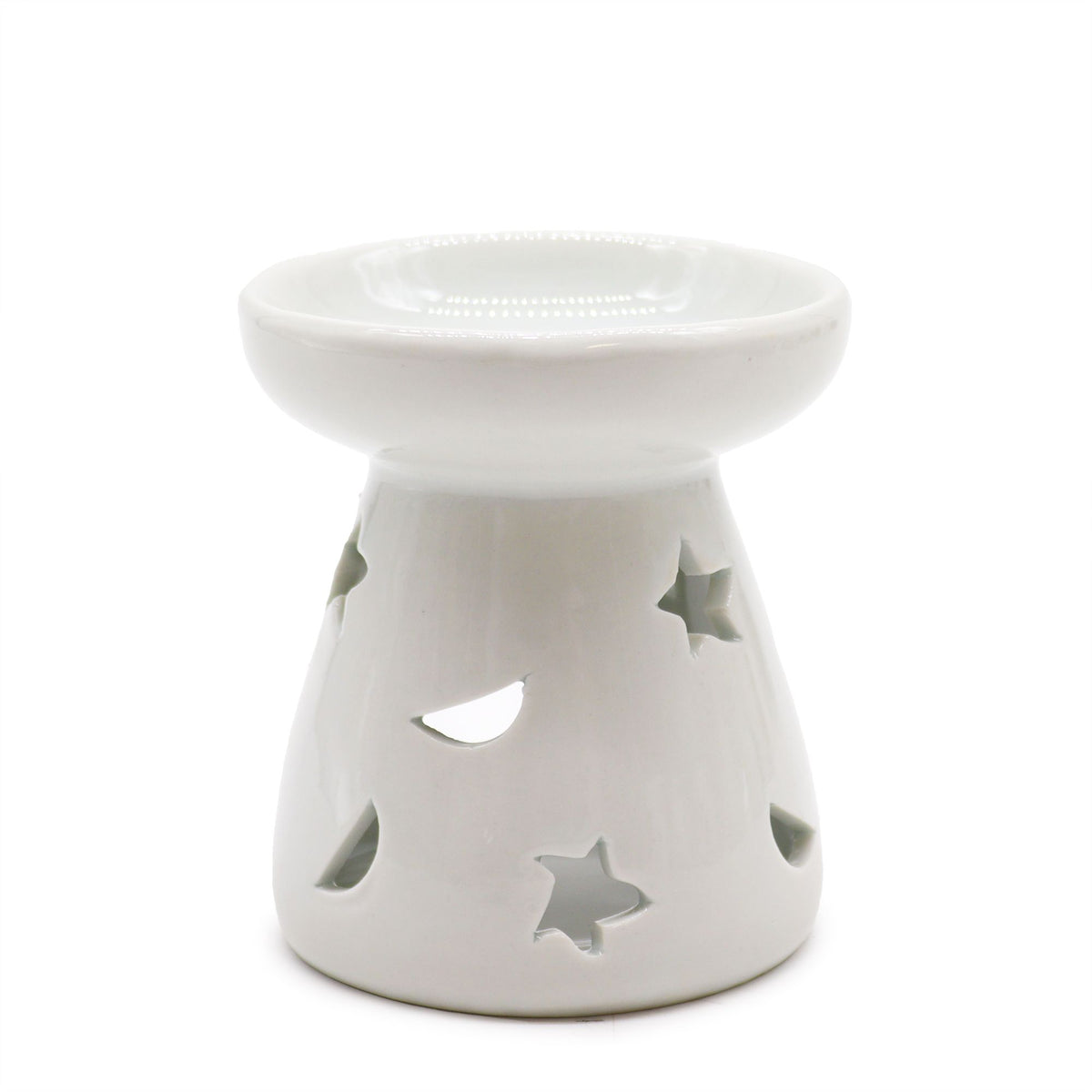 Keramická aromalampa Moon & Star – Bílá s motivem měsíce a hvězd