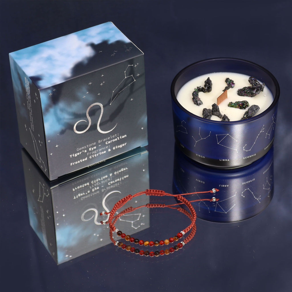 Vonná svíčka Lev s minerálním náramkem
